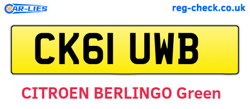 CK61UWB are the vehicle registration plates.