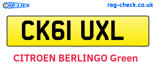 CK61UXL are the vehicle registration plates.