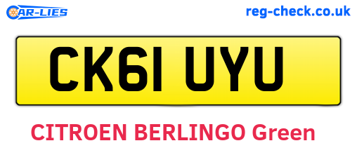 CK61UYU are the vehicle registration plates.