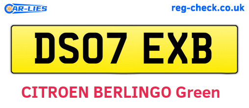 DS07EXB are the vehicle registration plates.