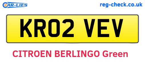 KR02VEV are the vehicle registration plates.