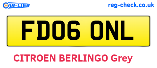 FD06ONL are the vehicle registration plates.