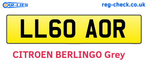 LL60AOR are the vehicle registration plates.