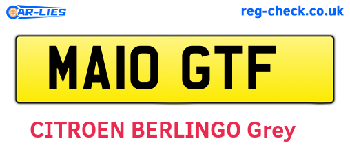 MA10GTF are the vehicle registration plates.