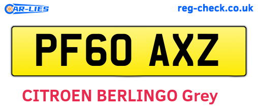 PF60AXZ are the vehicle registration plates.