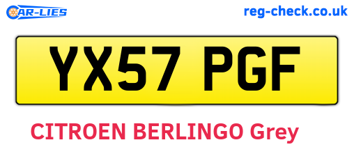 YX57PGF are the vehicle registration plates.