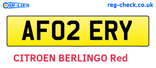 AF02ERY are the vehicle registration plates.
