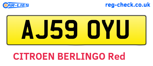 AJ59OYU are the vehicle registration plates.