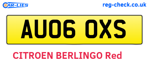 AU06OXS are the vehicle registration plates.