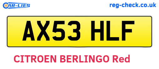 AX53HLF are the vehicle registration plates.