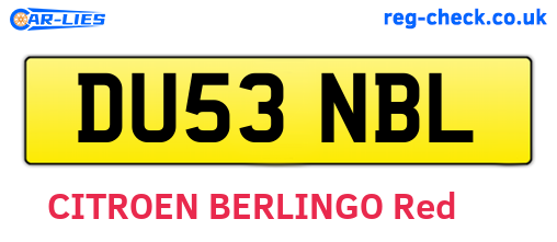 DU53NBL are the vehicle registration plates.