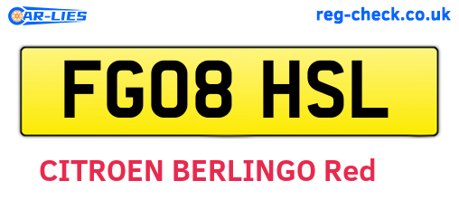 FG08HSL are the vehicle registration plates.