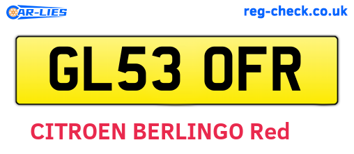 GL53OFR are the vehicle registration plates.