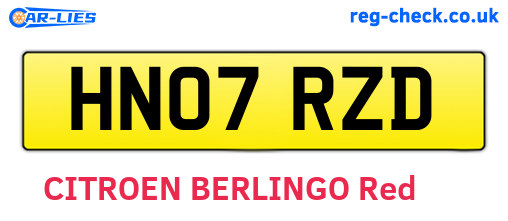 HN07RZD are the vehicle registration plates.
