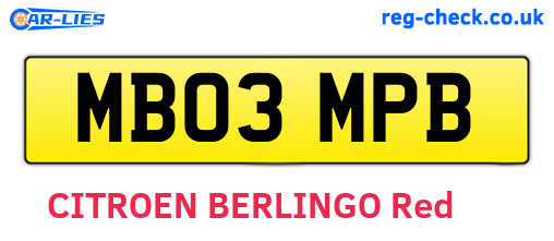 MB03MPB are the vehicle registration plates.
