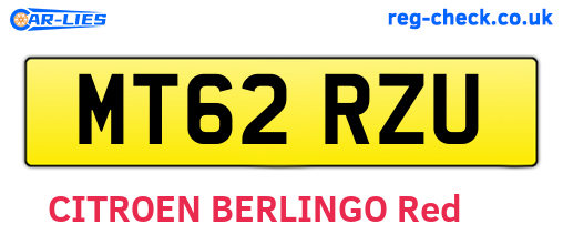 MT62RZU are the vehicle registration plates.