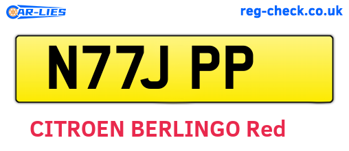 N77JPP are the vehicle registration plates.