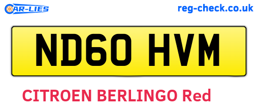 ND60HVM are the vehicle registration plates.