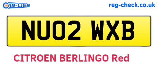 NU02WXB are the vehicle registration plates.