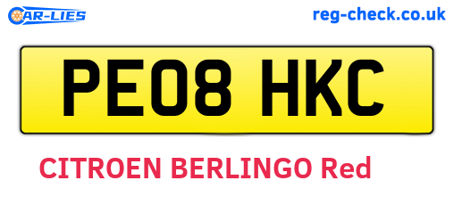 PE08HKC are the vehicle registration plates.