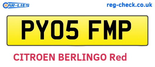PY05FMP are the vehicle registration plates.