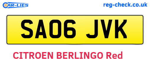 SA06JVK are the vehicle registration plates.