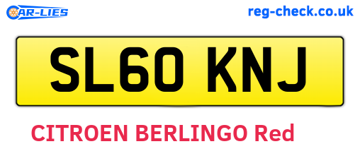 SL60KNJ are the vehicle registration plates.