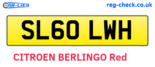 SL60LWH are the vehicle registration plates.