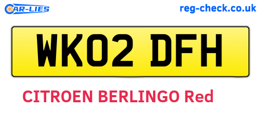 WK02DFH are the vehicle registration plates.