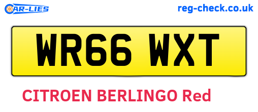 WR66WXT are the vehicle registration plates.