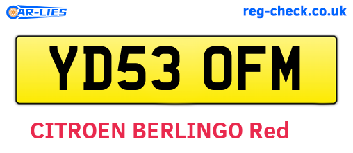 YD53OFM are the vehicle registration plates.