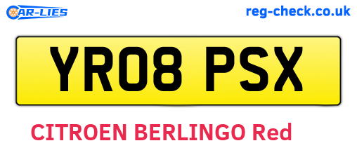 YR08PSX are the vehicle registration plates.