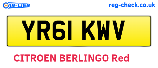 YR61KWV are the vehicle registration plates.