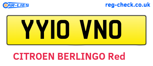 YY10VNO are the vehicle registration plates.
