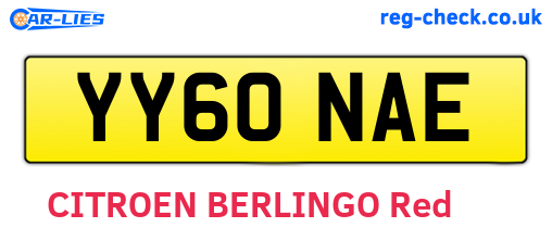 YY60NAE are the vehicle registration plates.