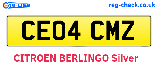 CE04CMZ are the vehicle registration plates.
