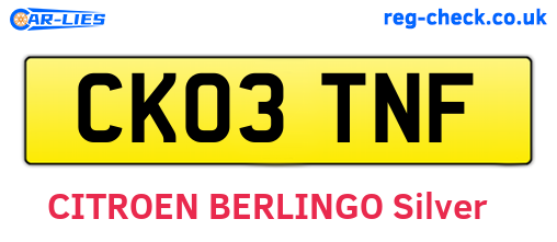 CK03TNF are the vehicle registration plates.