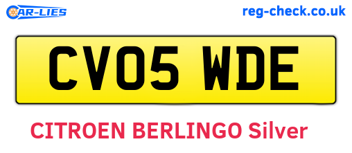 CV05WDE are the vehicle registration plates.