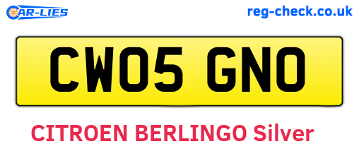 CW05GNO are the vehicle registration plates.