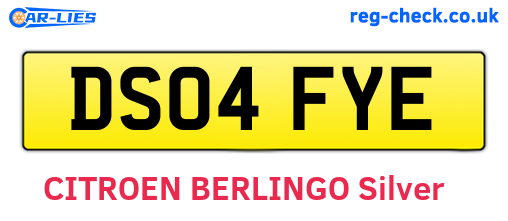 DS04FYE are the vehicle registration plates.