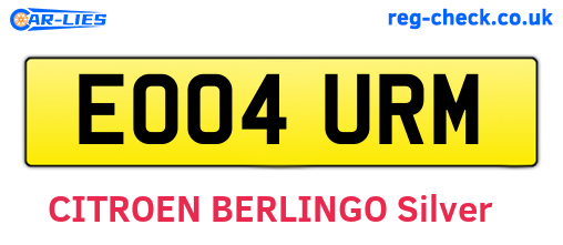 EO04URM are the vehicle registration plates.