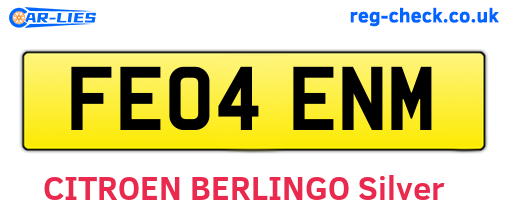 FE04ENM are the vehicle registration plates.