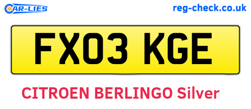 FX03KGE are the vehicle registration plates.