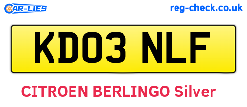 KD03NLF are the vehicle registration plates.