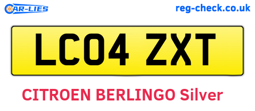 LC04ZXT are the vehicle registration plates.
