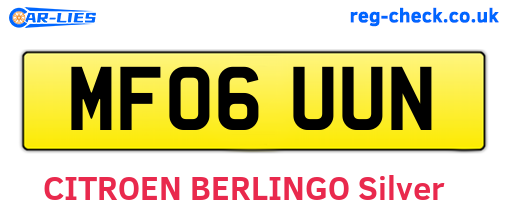 MF06UUN are the vehicle registration plates.