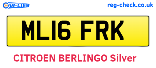 ML16FRK are the vehicle registration plates.