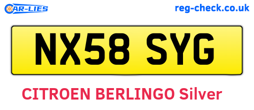 NX58SYG are the vehicle registration plates.