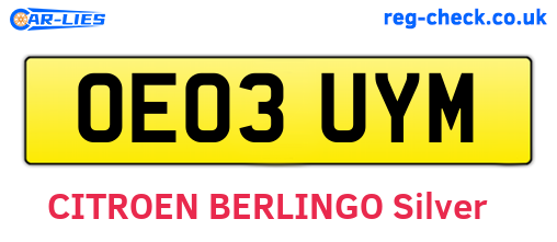 OE03UYM are the vehicle registration plates.