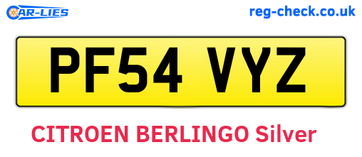 PF54VYZ are the vehicle registration plates.